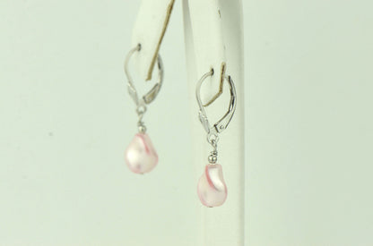 Sterling Silver Pearl Crystallized Crystal dangle drop earrings