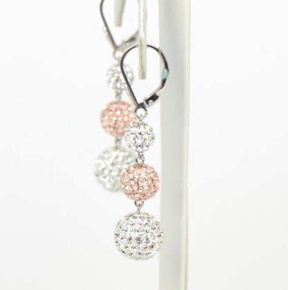 .925 Sterling Silver Sparkle Leverback Dangle Earrings w/Genuine Czech Crystals