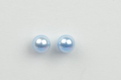 Swarovski blue Pearl Stud Earrings Crystal 925 Sterling Silver