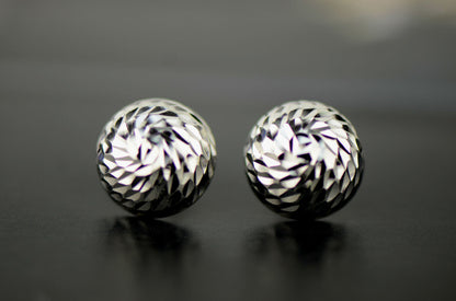 Silver ball sterling earrings 925 stud italian