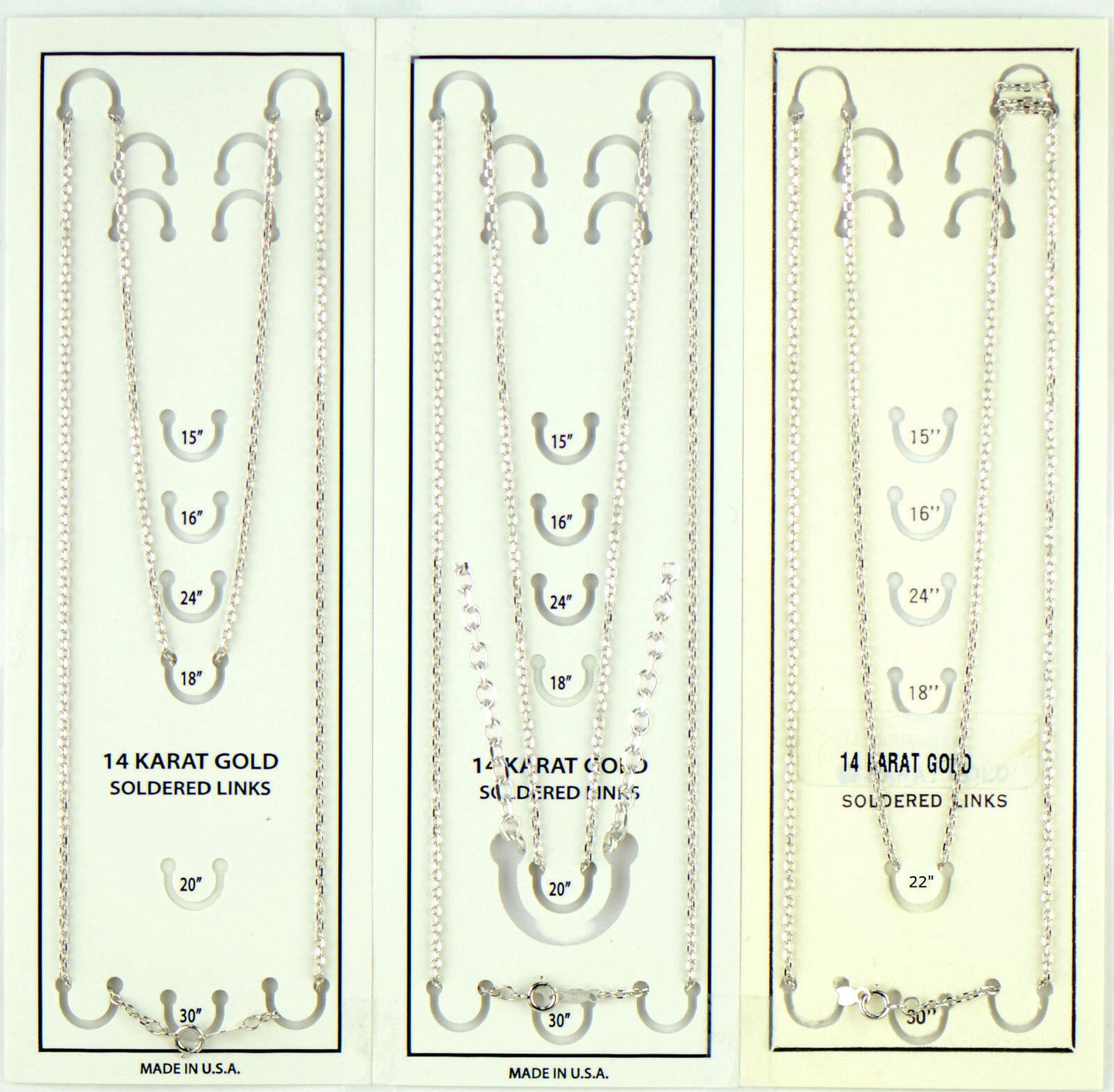 14K White Gold Diamond Cut Soldered Link Chain Necklace (PCHW10)