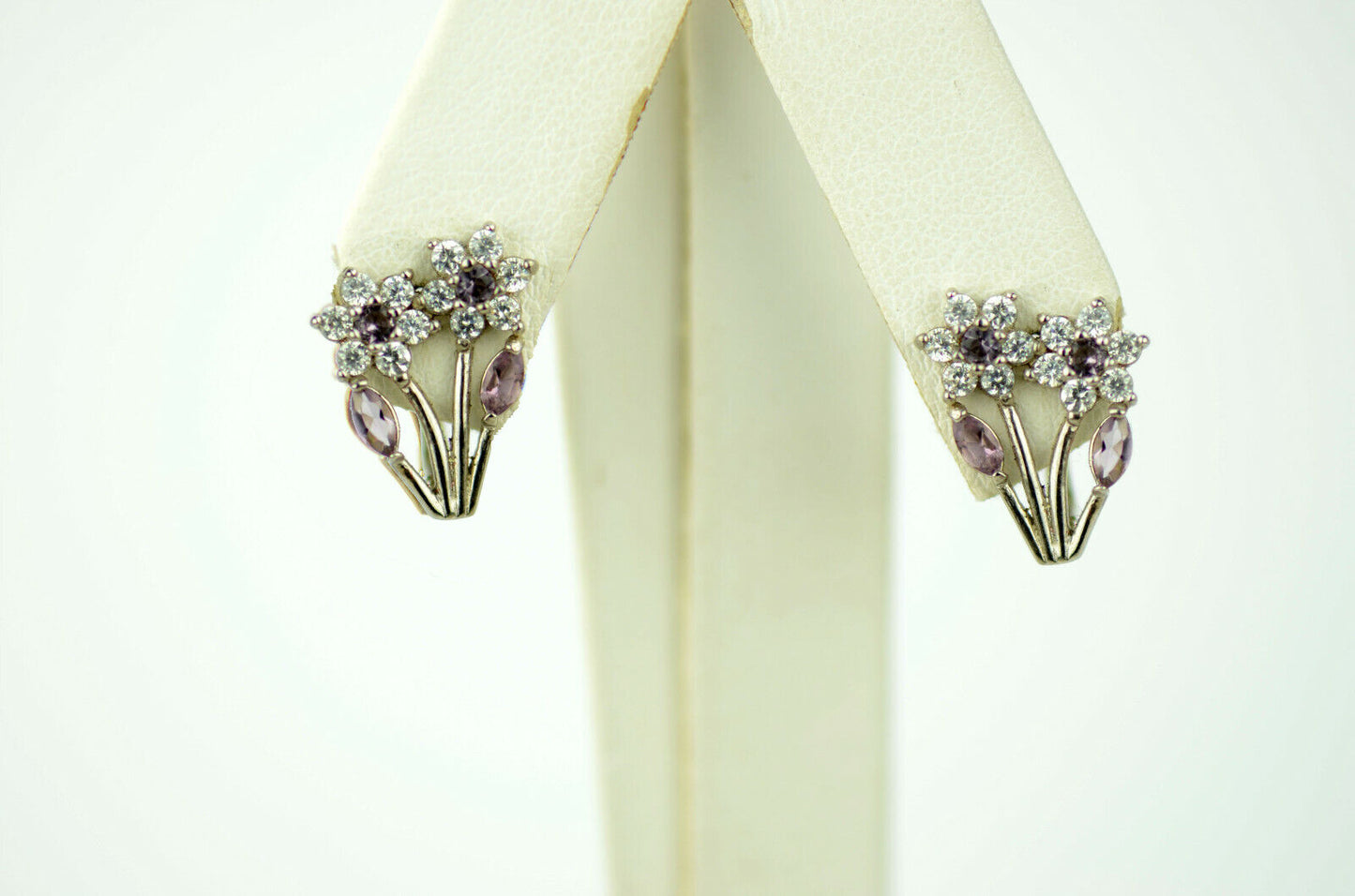 Sterling Silver 925 flower shaped liverback earrings with Birthstone