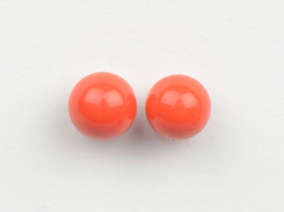 Sterling Silver 925 Red Round Coral Stud Earrings 4-10mm