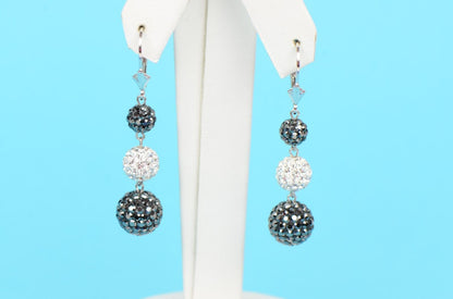 .925 Sterling Silver Sparkle Leverback Dangle Earrings w/Genuine Czech Crystals