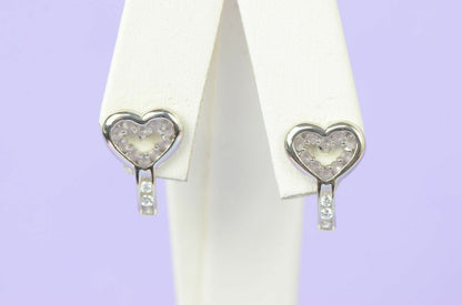 Sterling Silver 925 CZ Heart shaped Leverback Earrings with 12 month Birthstone