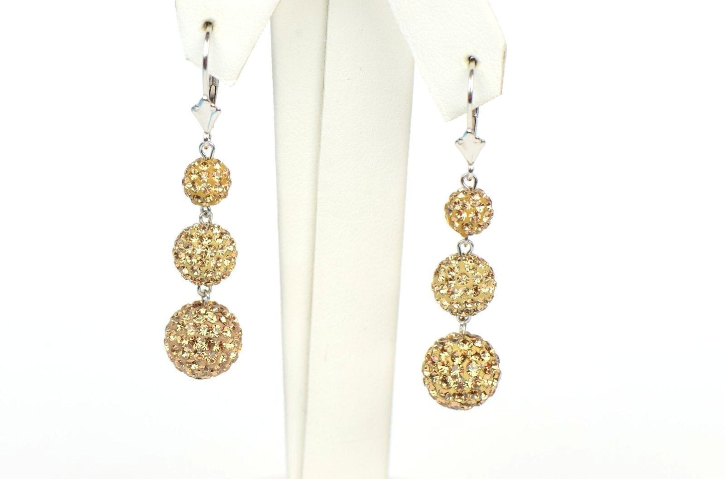 .925 Sterling Silver Sparkle Leverback Dangle Earrings w/Genuine Czech Crystals