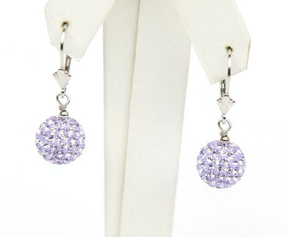 .925 Sterling Silver Sparkle Leverback Dangle Earrings w/Genuine Czech Crystals