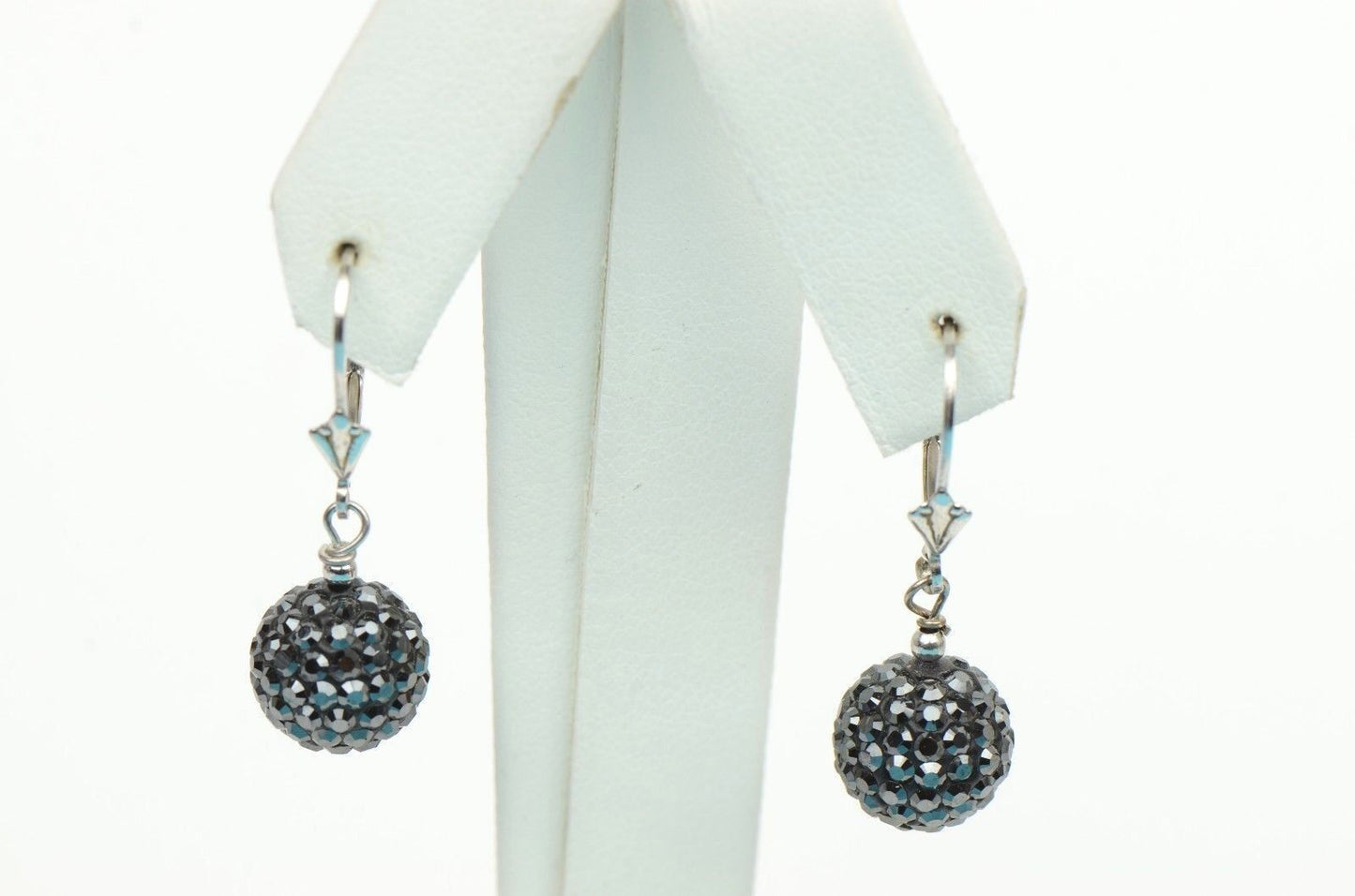 .925 Sterling Silver Sparkle Leverback Dangle Earrings w/Genuine Czech Crystals