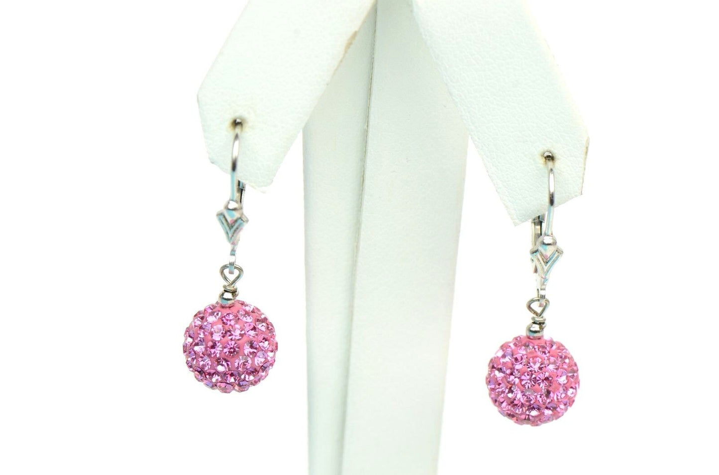 .925 Sterling Silver Sparkle Leverback Dangle Earrings w/Genuine Czech Crystals