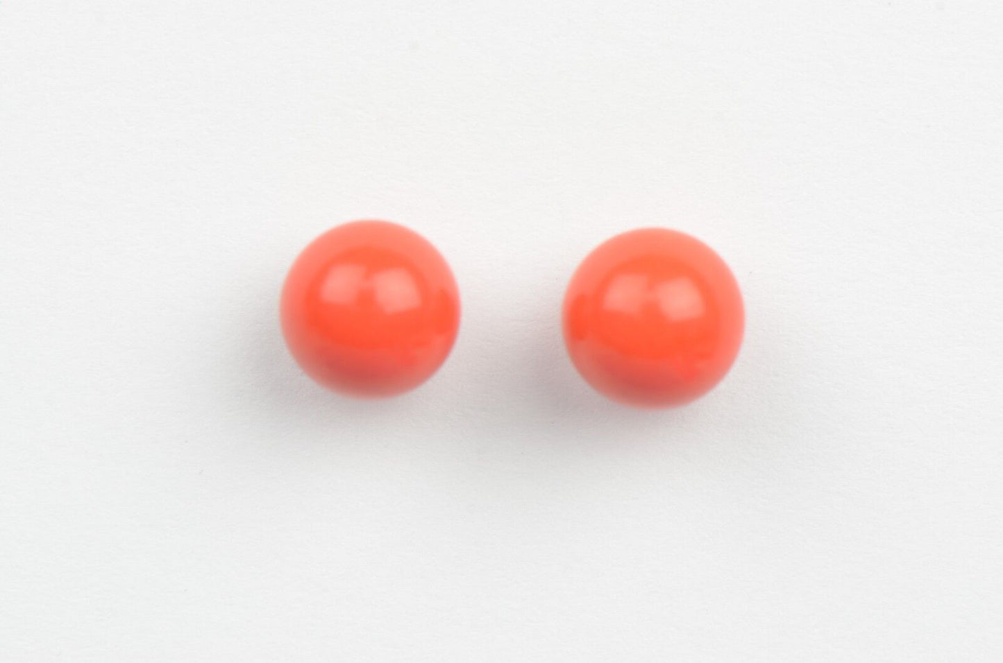 Sterling Silver 925 Red Round Coral Stud Earrings 4-10mm