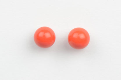 Sterling Silver 925 Red Round Coral Stud Earrings 4-10mm