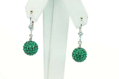 .925 Sterling Silver Sparkle Leverback Dangle Earrings w/Genuine Czech Crystals