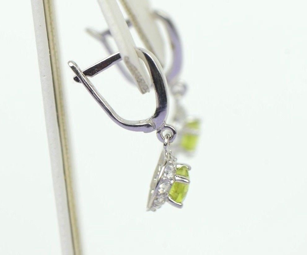 Sterling Silver Heart CZ Dangle Earrings