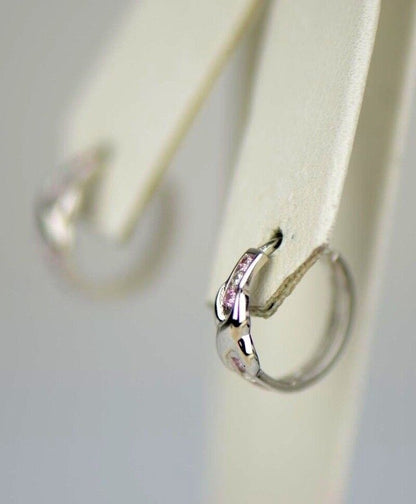 Sterling Silver 925 Round CZ Huggies Hoop Earring