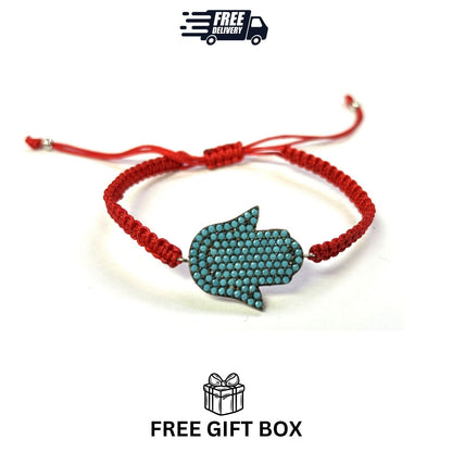 925 Sterling Silver  Hamsa Bracelet 6" Adjustable to 11"