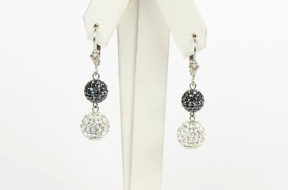 .925 Sterling Silver Sparkle Leverback Dangle Earrings w/Genuine Czech Crystals