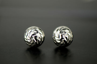 Silver ball sterling earrings 925 stud italian