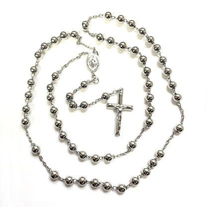 925 STERLING SILVER ITALIAN ROSARY 7mm 30"