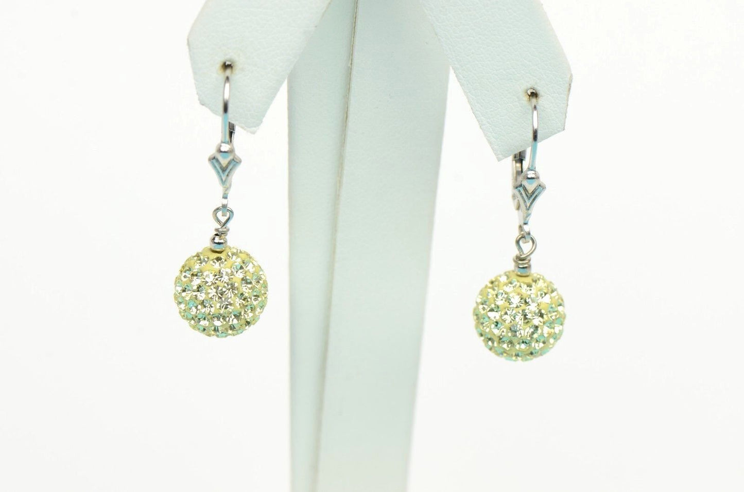 .925 Sterling Silver Sparkle Leverback Dangle Earrings w/Genuine Czech Crystals