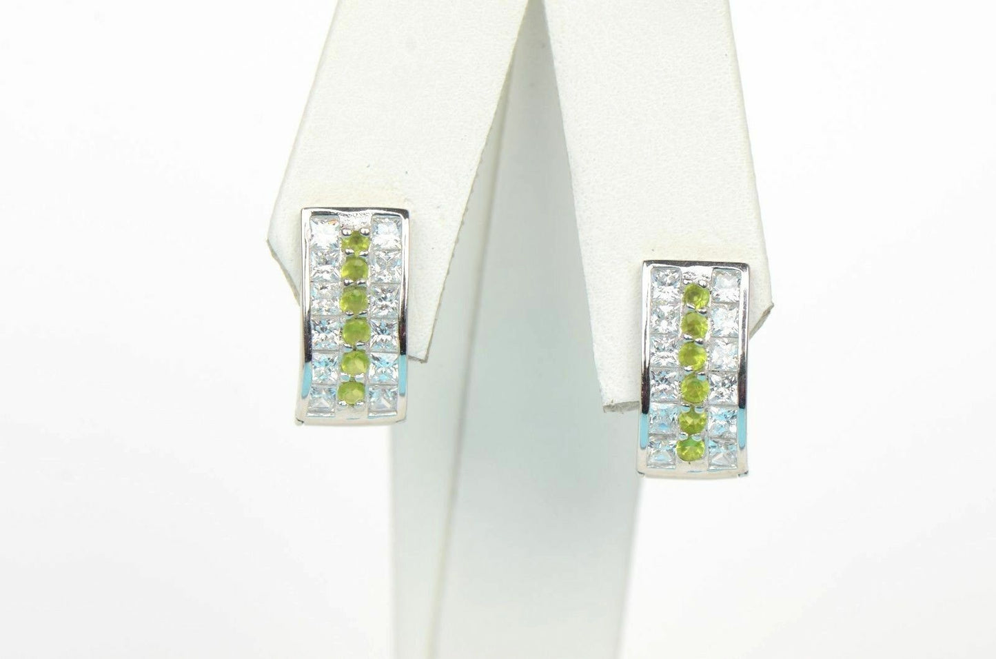 12 month Birthstone & CZ Prong 925 Sterling Silver Dangle Leverback Earring