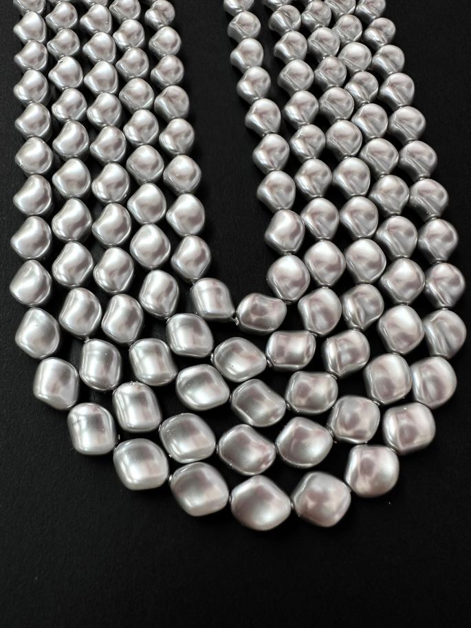 Curve Twist Bead Swarovski Crystal Pearls Light Grey 9x8mm