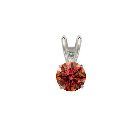 14K Gold GRA Certified D-VVS1 Round Watermelon Red Moissanite Pendant