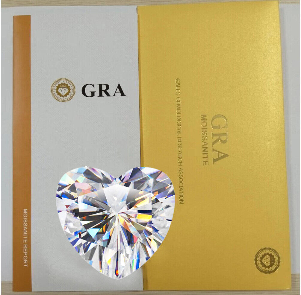 Loose Moissanite Heart Cut Real Gem Stone W. GRA Certificate All Sizes VVS1 D