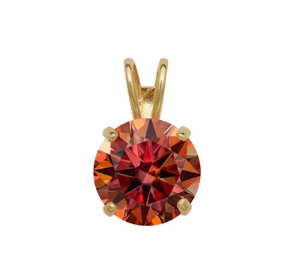 14K Gold GRA Certified D-VVS1 Round Watermelon Red Moissanite Pendant