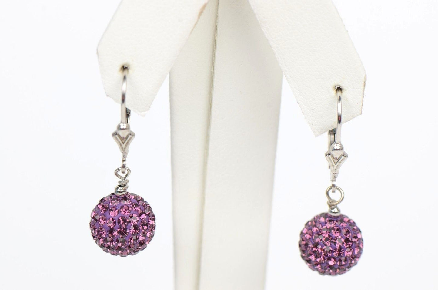 .925 Sterling Silver Sparkle Leverback Dangle Earrings w/Genuine Czech Crystals