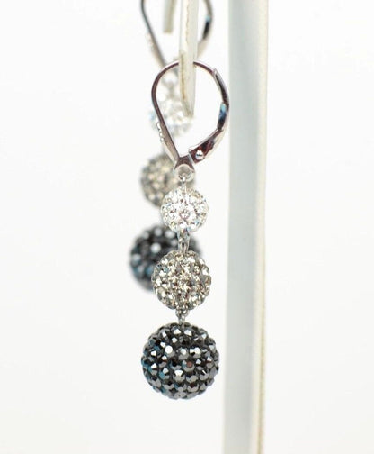 .925 Sterling Silver Sparkle Leverback Dangle Earrings w/Genuine Czech Crystals