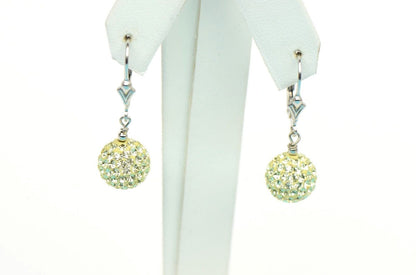 .925 Sterling Silver Sparkle Leverback Dangle Earrings w/Genuine Czech Crystals