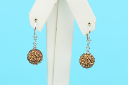 .925 Sterling Silver Sparkle Leverback Dangle Earrings w/Genuine Czech Crystals