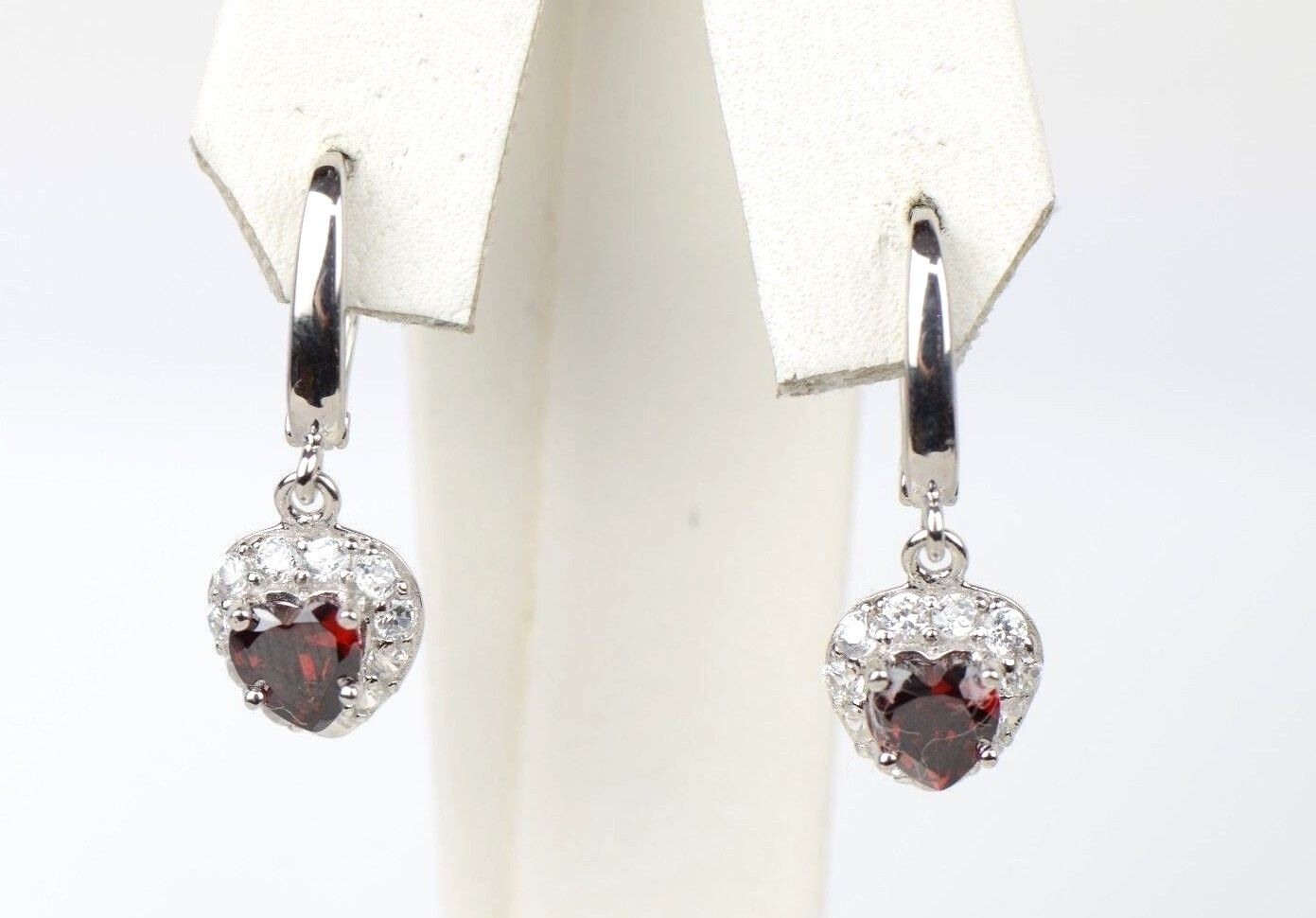 Sterling Silver Heart CZ Dangle Earrings