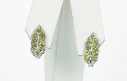 Sterling Silver 925 Birthstone Leaf Leverback Earrings