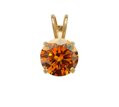 14K Gold GRA Certified D-VVS1 Round Orange Moissanite Pendant