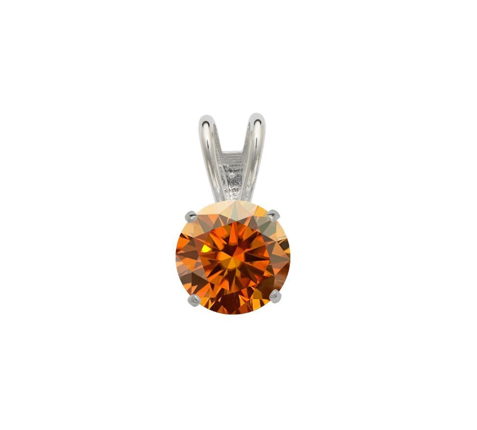 14K Gold GRA Certified D-VVS1 Round Orange Moissanite Pendant