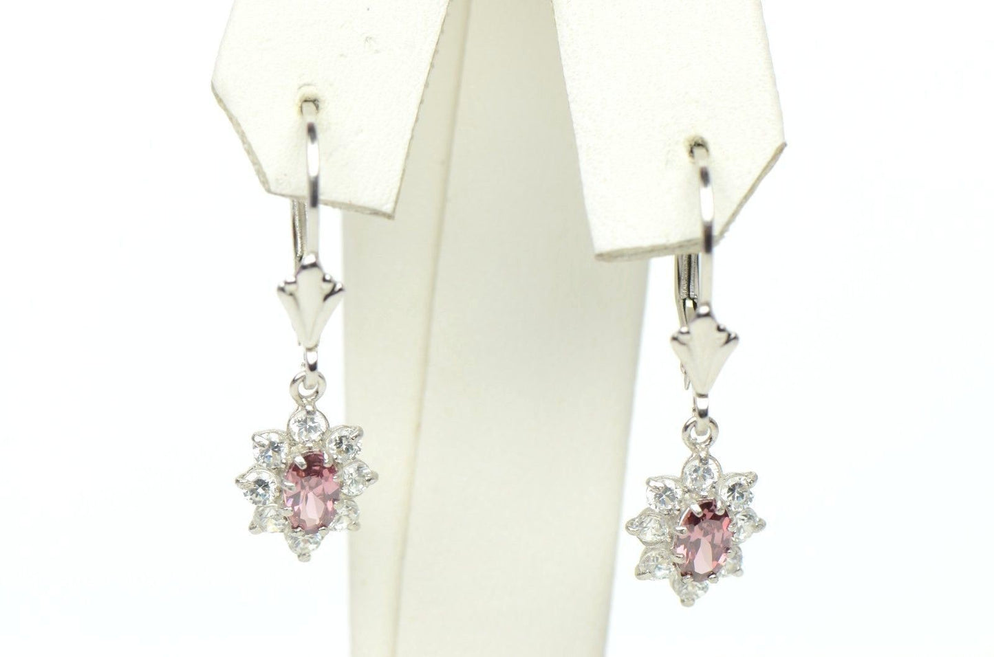 Sterling Silver 925 Flower Cz Stone Cubic Zirconia Earrings