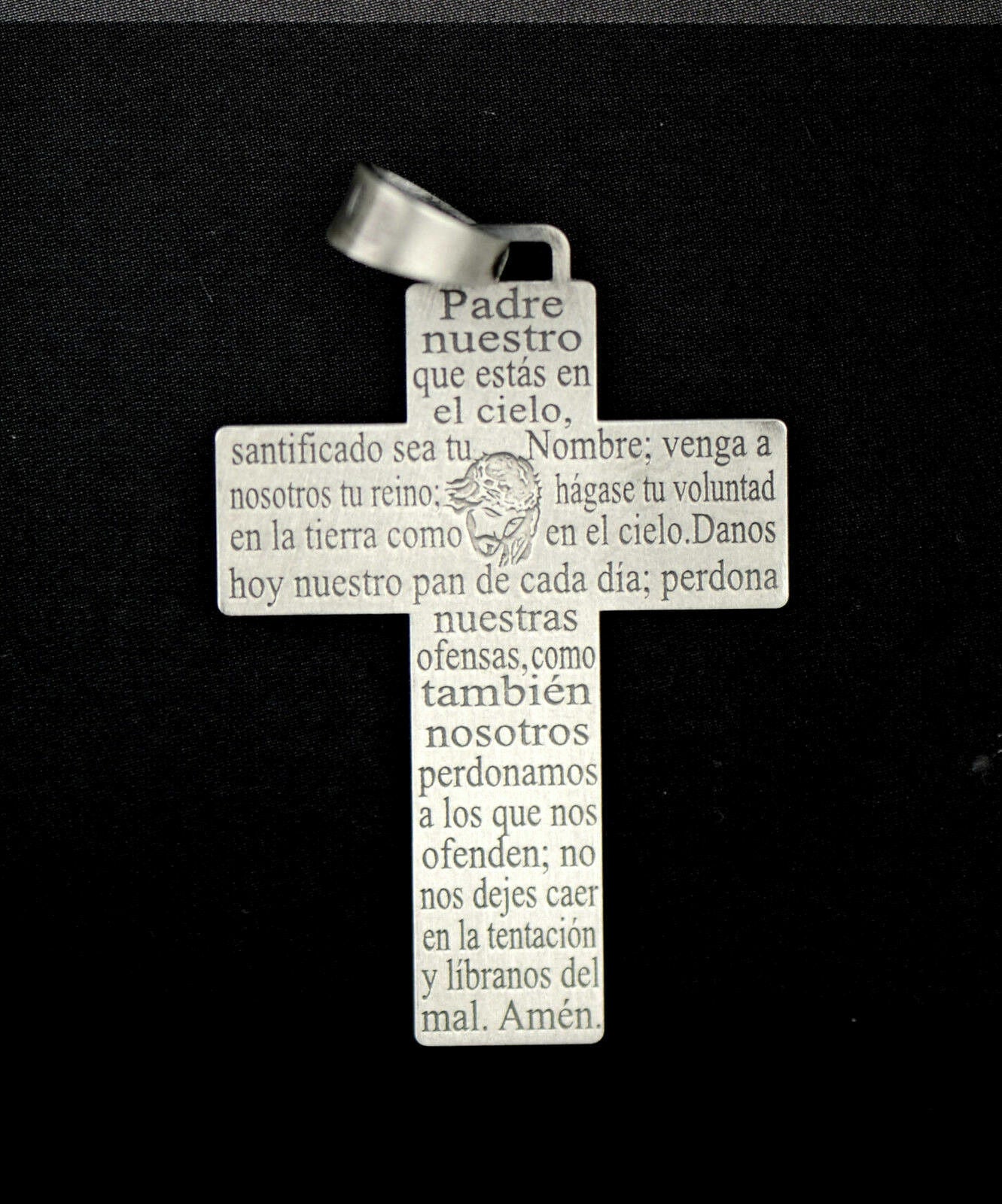 Sterling Silver Jesus Cross Spanish Inscribed Prayer Pendant