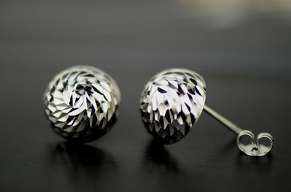 Silver ball sterling earrings 925 stud italian