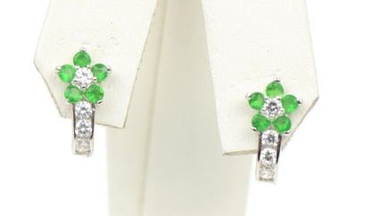 Sterling Silver 925 CZ Flower Leverback Earrings with 12 month Birthstone