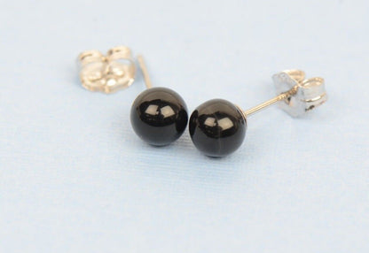 Sterling Silver 925 black Onyx Stone handmade stud earrings 4-8mm