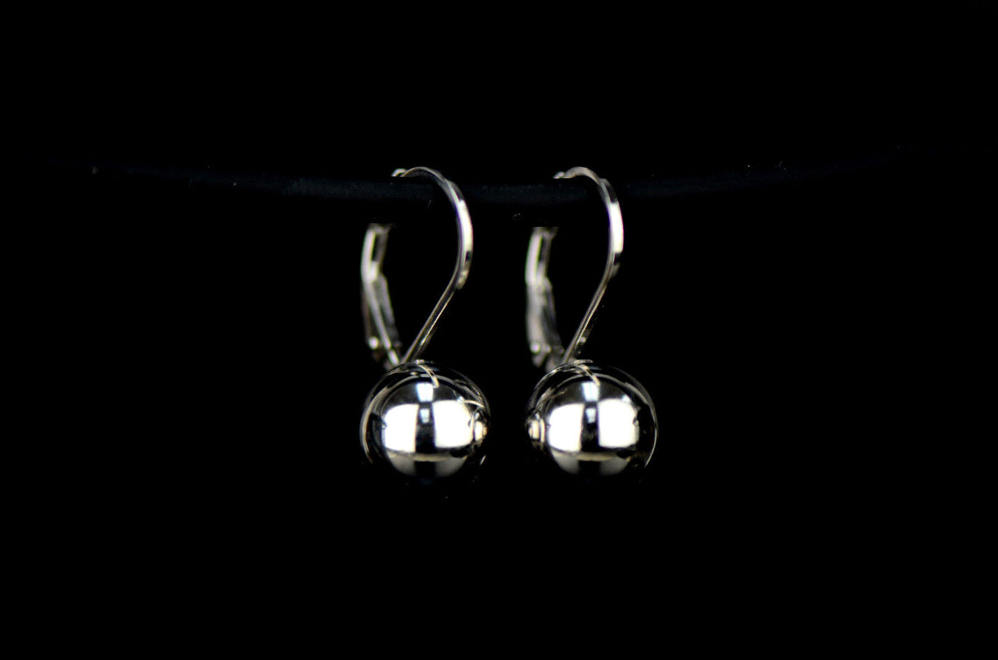 Sterling Silver Dangle Polished Ball Leverback Pierced Earrings