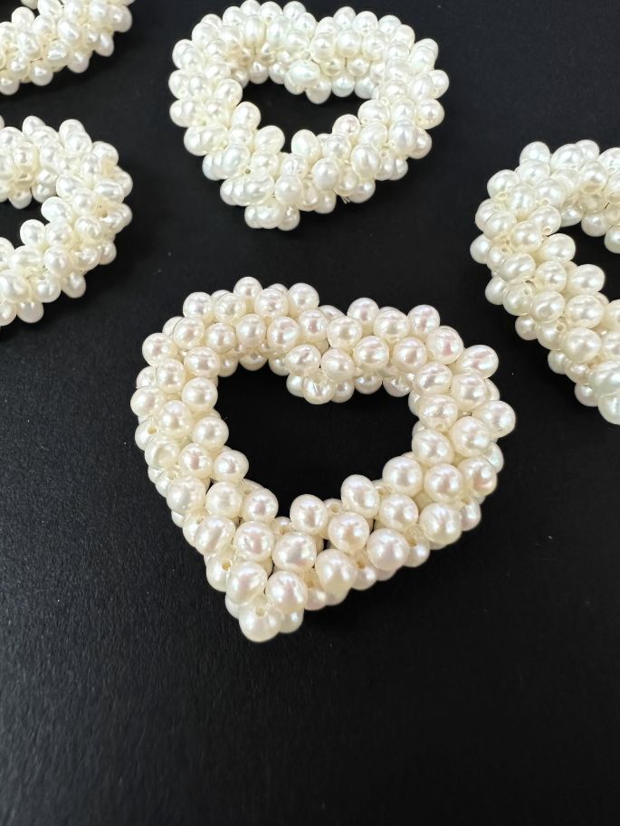 Knitted Fresh Water Pearl Heart