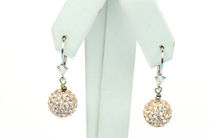 .925 Sterling Silver Sparkle Leverback Dangle Earrings w/Genuine Czech Crystals