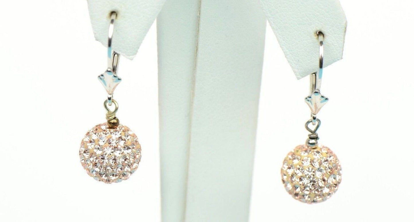 .925 Sterling Silver Sparkle Leverback Dangle Earrings w/Genuine Czech Crystals