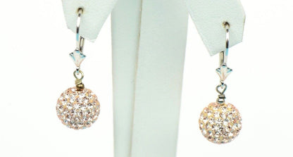 .925 Sterling Silver Sparkle Leverback Dangle Earrings w/Genuine Czech Crystals