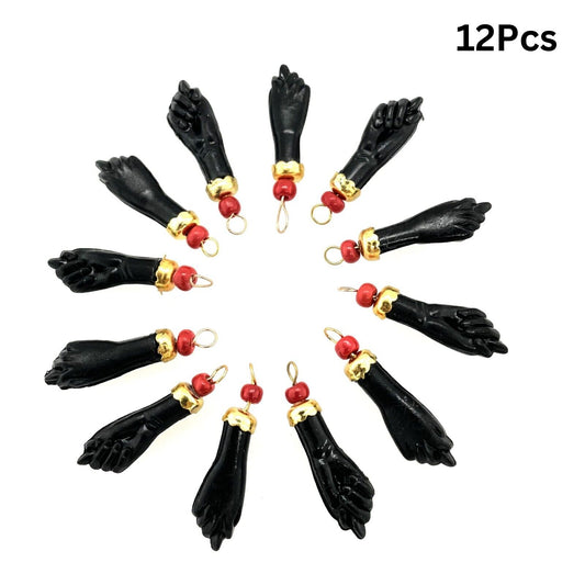 14K Goldfilled Black Azabache Hands Pendant/Charm 12Pcs!