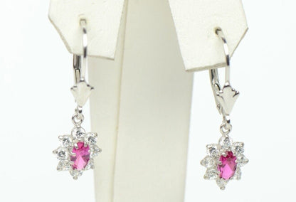 Sterling Silver 925 Flower Cz Stone Cubic Zirconia Earrings