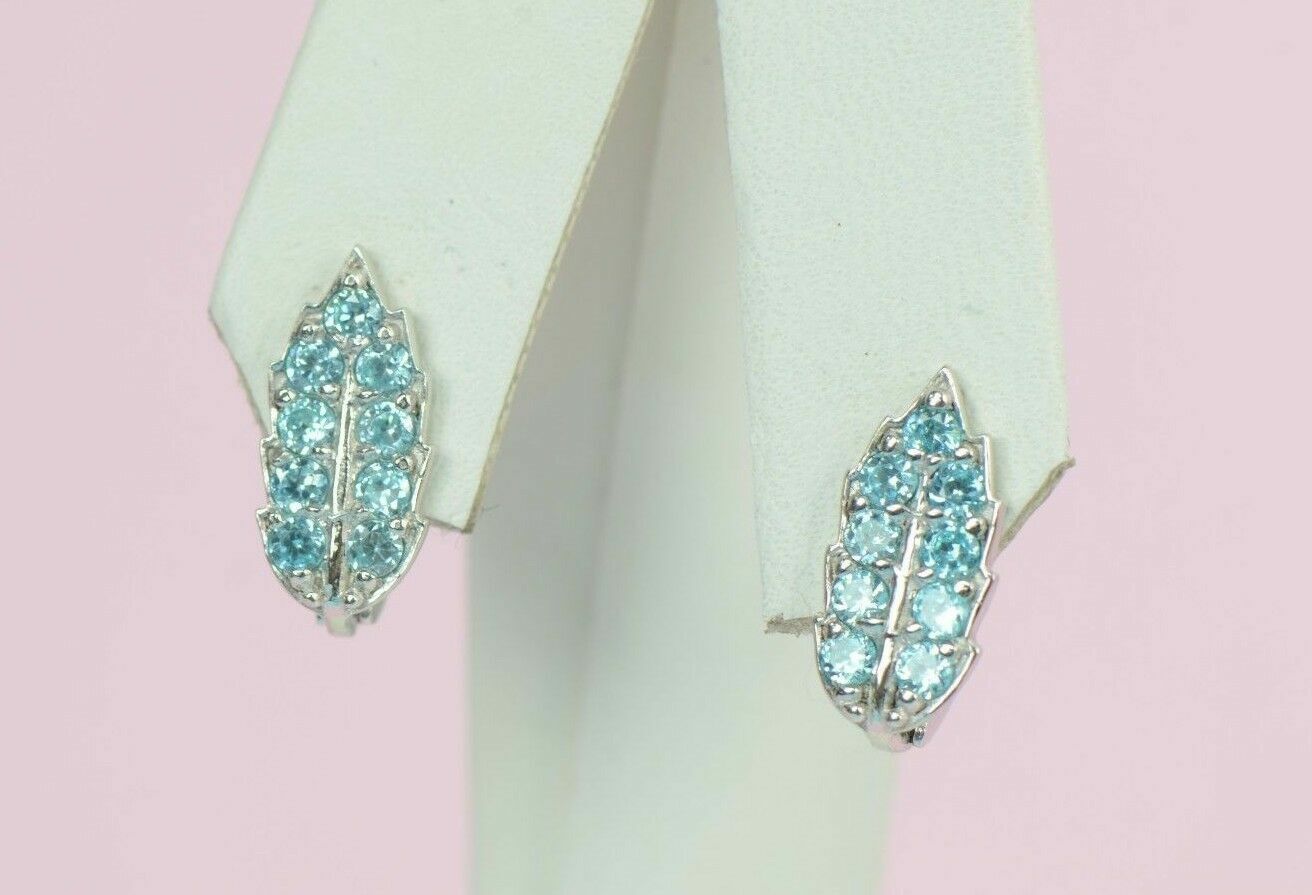 Sterling Silver 925 Birthstone Leaf Leverback Earrings