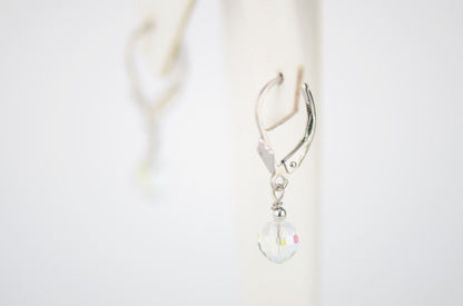 Sterling Silver Earrings 6-12mm Crystal Aurore Boreale Drop Dangle